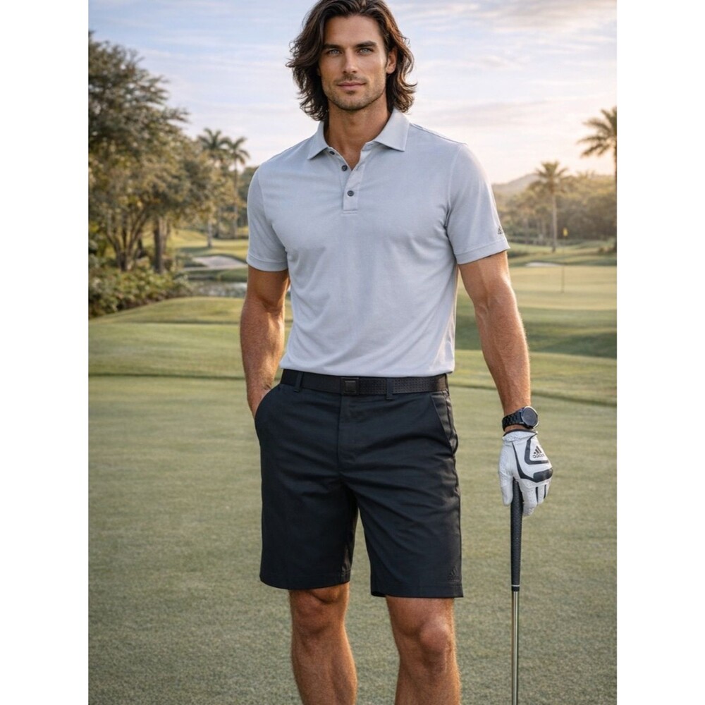 Adidas Golf Shorts Mens 38 Black Performance Lightweight Flat Front Stretch NWT